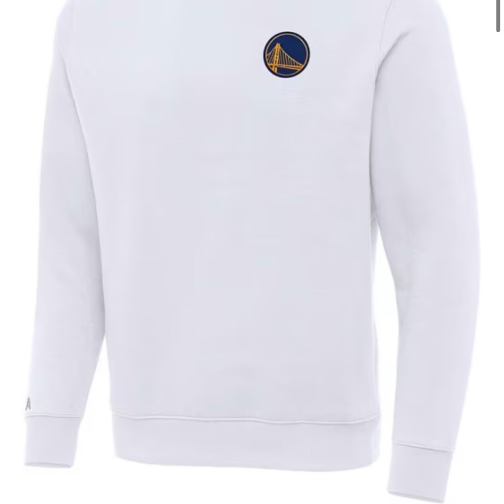 Classic White and Blue Crewneck Sweater with Emblem